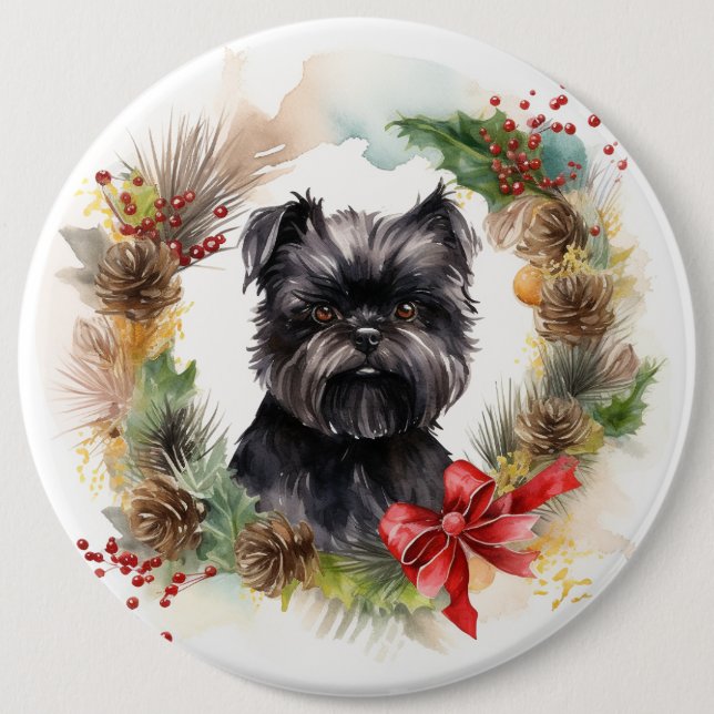 Affenpinscher Weihnachtskreide Button (Vorderseite)