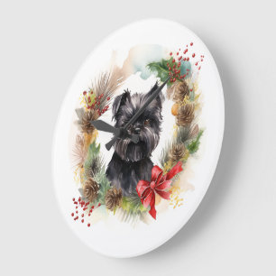 Affenpinscher Weihnachtskreide Große Wanduhr