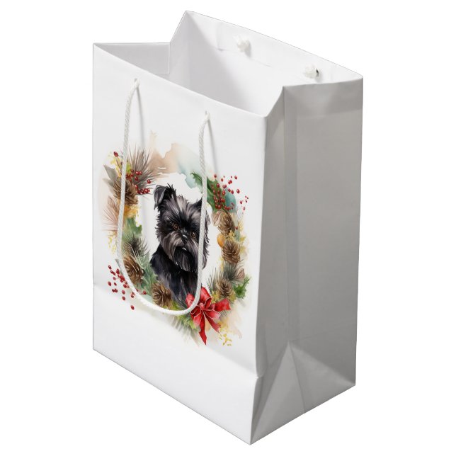 Affenpinscher Weihnachtskreide Mittlere Geschenktüte (Vorderseite Schrägansicht)