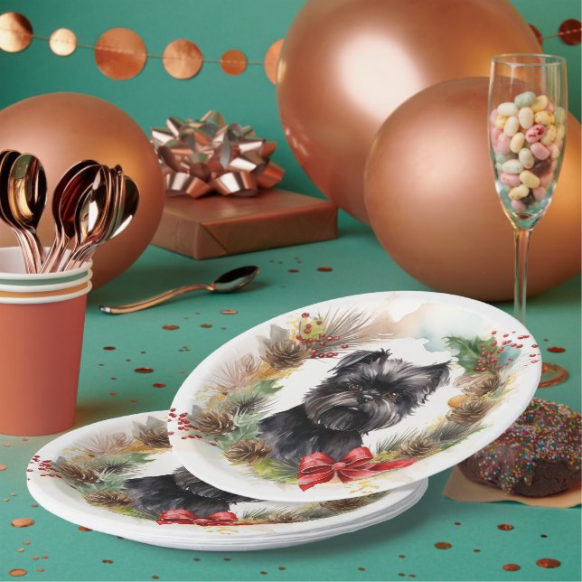 Affenpinscher Weihnachtskreide Pappteller (Multi)