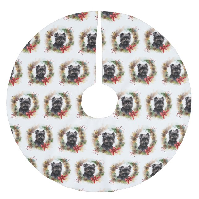 Affenpinscher Weihnachtskreide Polyester Weihnachtsbaumdecke (Vorderseite)
