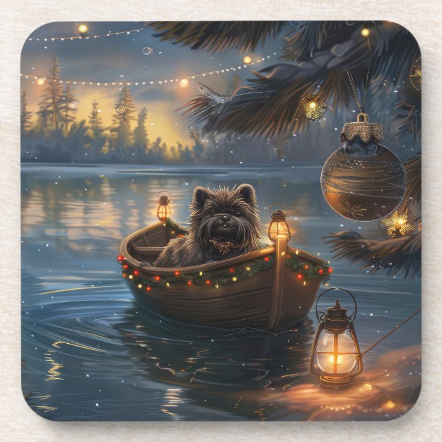 Affenpinscher Weihnachtsreise Getränkeuntersetzer (Vorderseite)