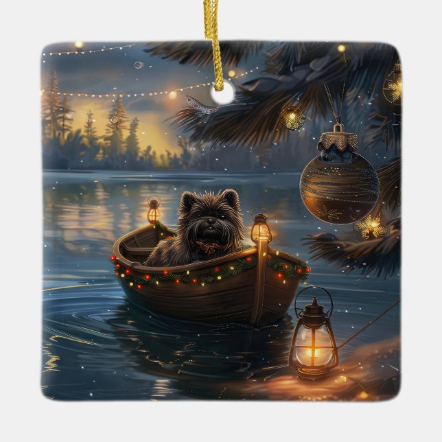 Affenpinscher Weihnachtsreise Keramikornament (Vorderseite)