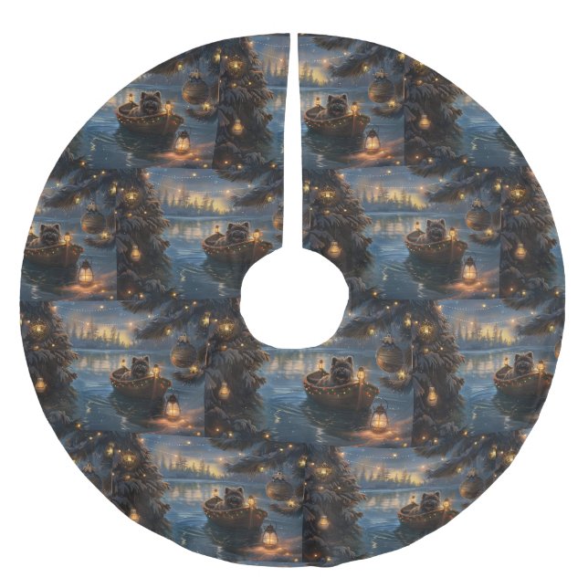 Affenpinscher Weihnachtsreise Polyester Weihnachtsbaumdecke (Vorderseite)