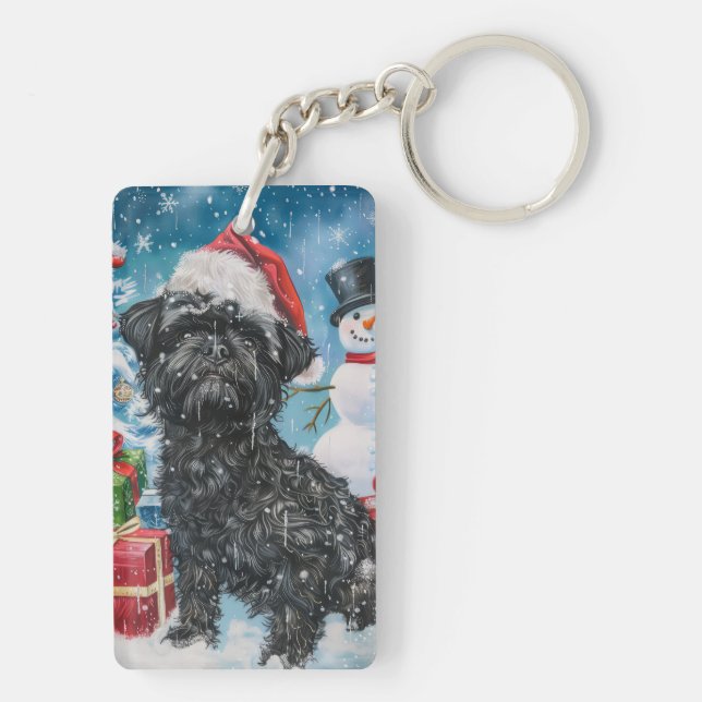 Affenpinscher Winter Wonderland Weihnachtsfreude Schlüsselanhänger (Rückseite)