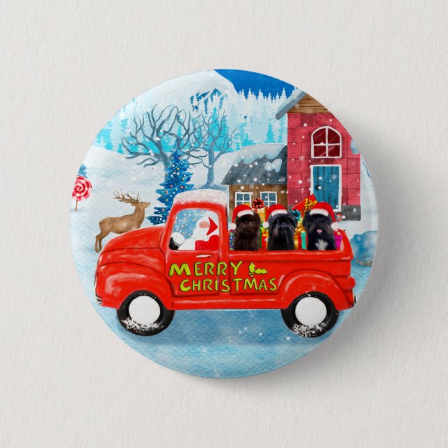 Affenpinschers Dog in Christmas Delivery Truck Button (Vorderseite)