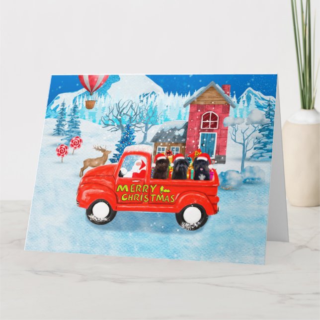 Affenpinschers Dog in Christmas Delivery Truck Karte (Vorderseite)