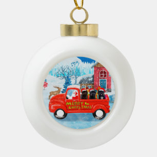 Affenpinschers Dog in Christmas Delivery Truck Keramik Kugel-Ornament