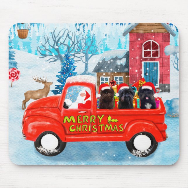 Affenpinschers Dog in Christmas Delivery Truck Mousepad (Vorne)