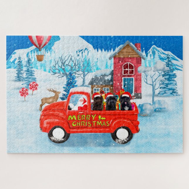 Affenpinschers Dog in Christmas Delivery Truck Puzzle (Horizontal)
