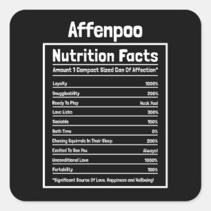 Affenpoo Nutrition Fakten Funny Dog Geschenk Quadratischer Aufkleber