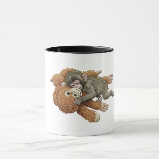 Affenpunch-Grafik, Baby-Affe Orang-Utan Umarmen  Tasse (Zentrum)