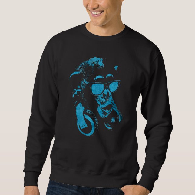 Affenschimmel mit Sonnenbrille und Kopfhörern Sweatshirt (Vorderseite)
