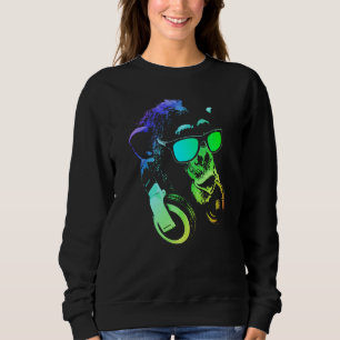 Affenschimmel mit Sonnenbrille und Kopfhörern Sweatshirt