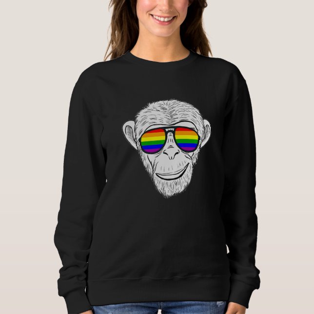 Affenschimp mit Regenbogensonnenbrille Rainbow Mon Sweatshirt (Vorderseite)
