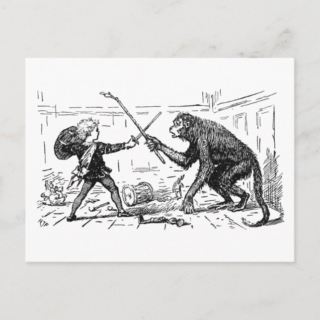 "Affenschwertkampf" Postkarte (Vorderseite)
