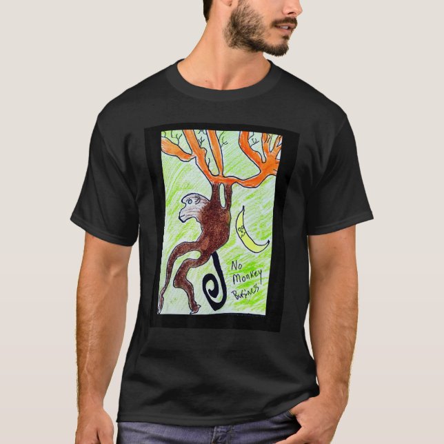 Affenschwingende Zweige cooles Design T-Shirt (Vorderseite)