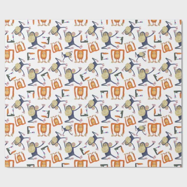 Affentanz Geschenkpapier (Flach)