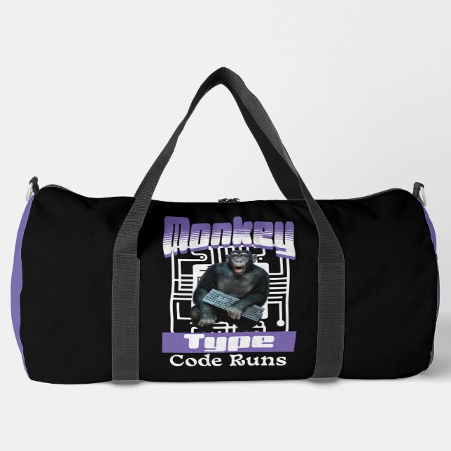 Affentyp, Code führt einen lustigen Vollstapelentw Duffle Bag (Vorderseite)