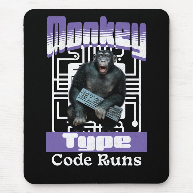 Affentyp, Code führt einen lustigen Vollstapelentw Mousepad (Vorne)