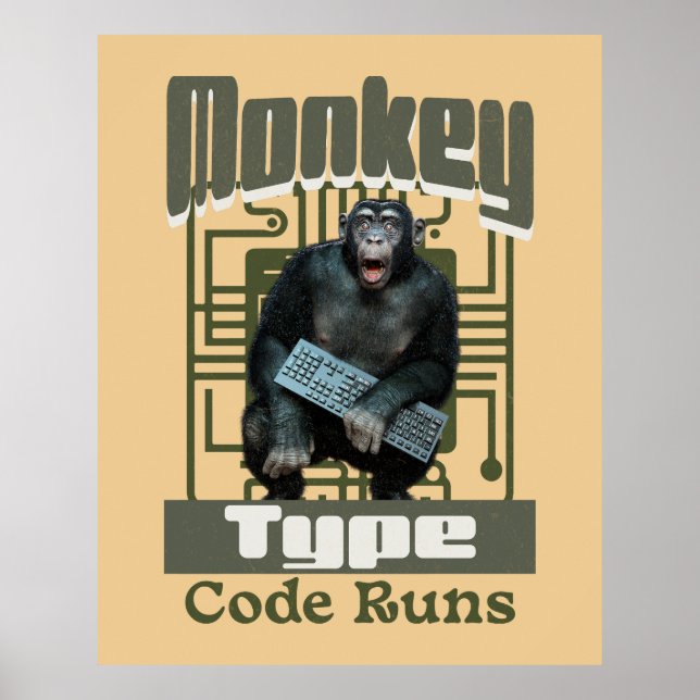 Affentyp, Code führt einen lustigen Vollstapelentw Poster (Vorne)