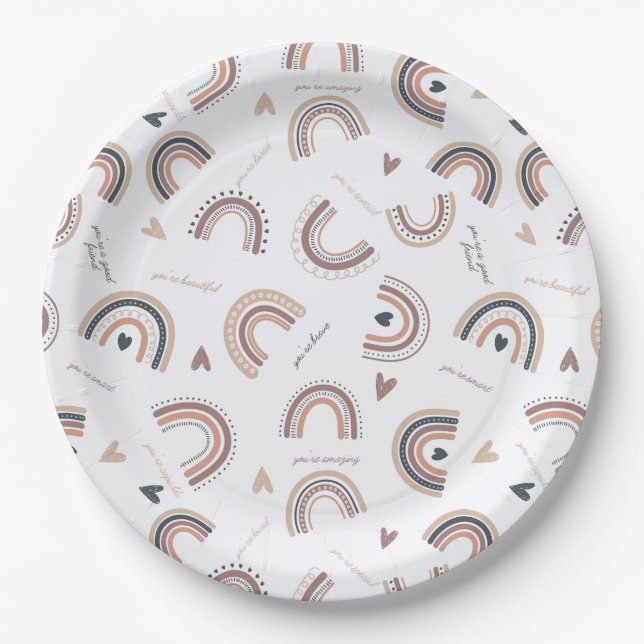 Affirmation Boho Rainbow Theme Party Paper Teller (Vorderseite)