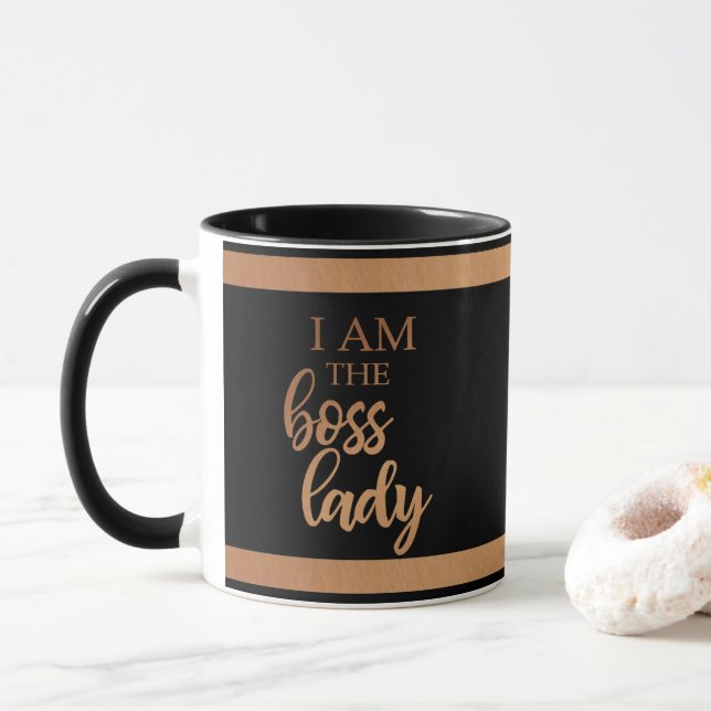 Affirmation I Bin Boss Lady Motivierend Monogram Tasse (Mit Donut)