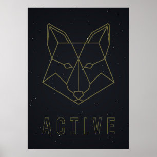 Affirmation poster gelbes Origami fox aktiv