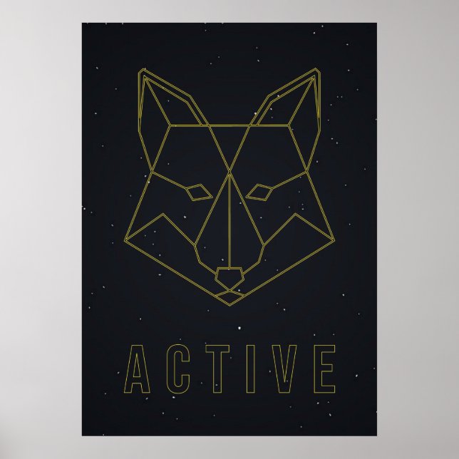 Affirmation poster gelbes Origami fox aktiv (Vorne)