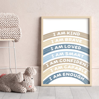 Affirmation Rainbow Poster Brown&Navy