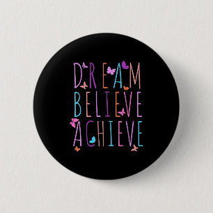 Affirmation Shirt for Girls Butterfly Traum glaubt Button