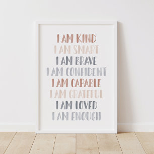 Affirmationen für Kinder Boho-Nursery-Dekor Poster