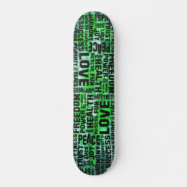 Affirmations black - green paint skateboard (Vorne)