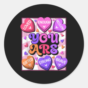 Affirmations Candy Heart Teacher Valentinstag W Runder Aufkleber