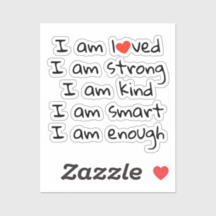 Affirmations Heart Typografy Red Black Aufkleber
