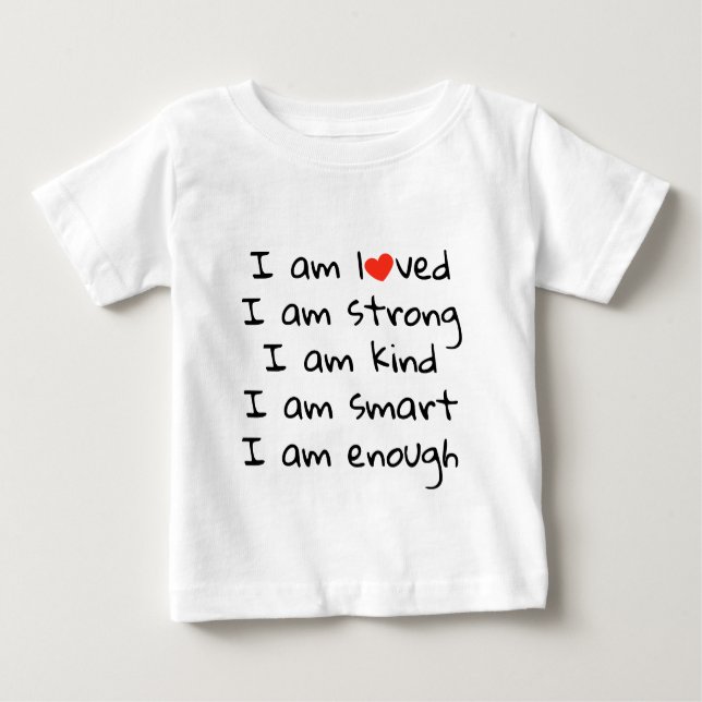 Affirmations Heart Typografy Red Black Baby T-shirt (Vorderseite)