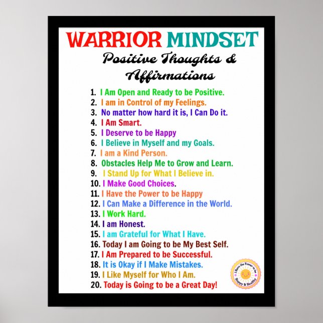 Affirmations Poster - Warrior Mindset (Vorne)