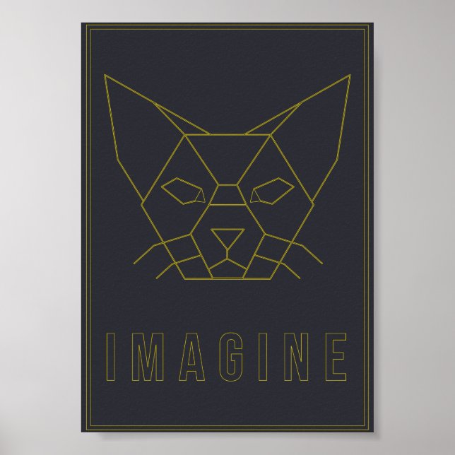 Affirmationsposter mit Origami-Gelber Katze Poster (Vorne)