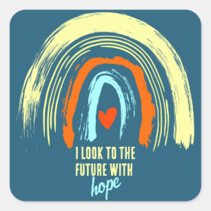 AFFIRMATIONSQUOTE RETRO BOHO RAINBOW QUADRATISCHER AUFKLEBER