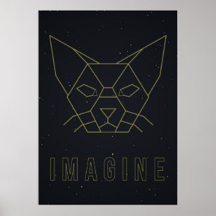 Affirmative Poster Origami Katze mit Wort vorstell