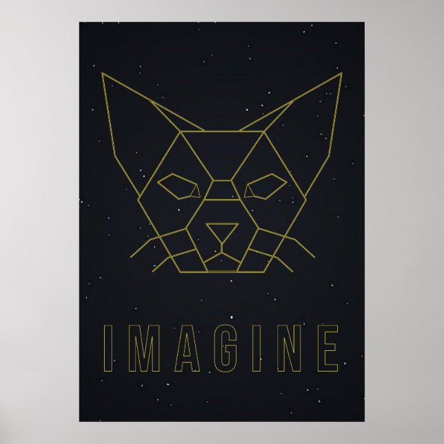 Affirmative Poster Origami Katze mit Wort vorstell (Vorne)