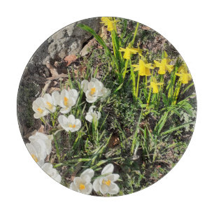Affodien und Crocus Schneidebrett