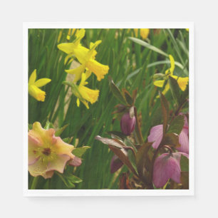 Affodien und Lenten-Rose farbenfroh Serviette