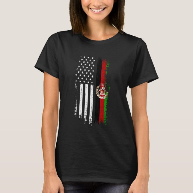 Afghan American Flag T Shirt - Afghanistan USA Fla (Vorderseite)