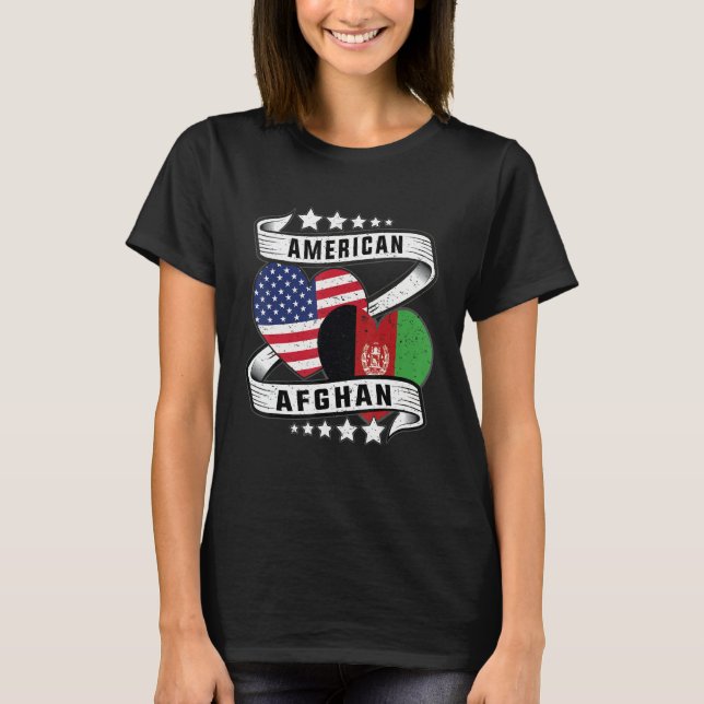 Afghan American Half Afghan half American flag hea T-Shirt (Vorderseite)
