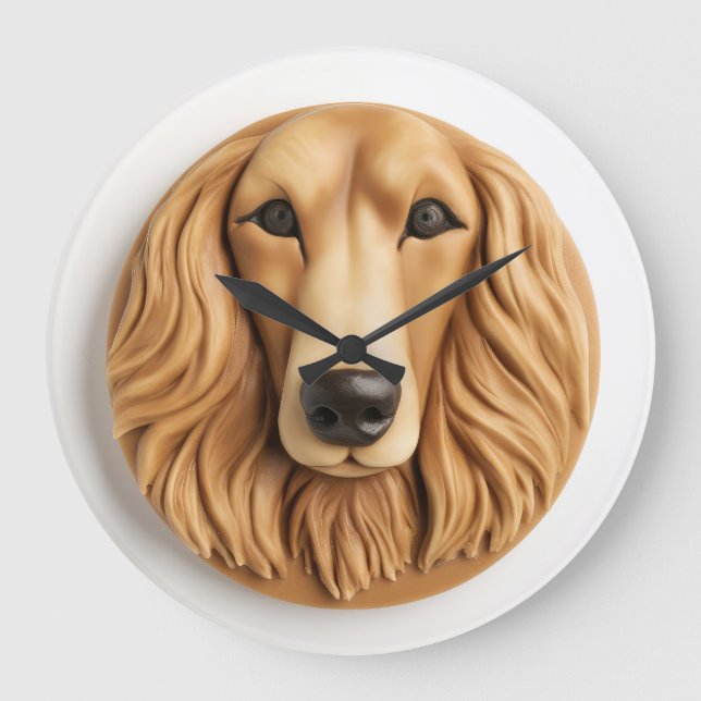 Afghan Hound 3D Inspiriert Große Wanduhr (Vorderseite)