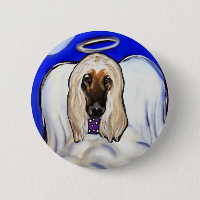 Afghan Hound Angel Button (Vorderseite)