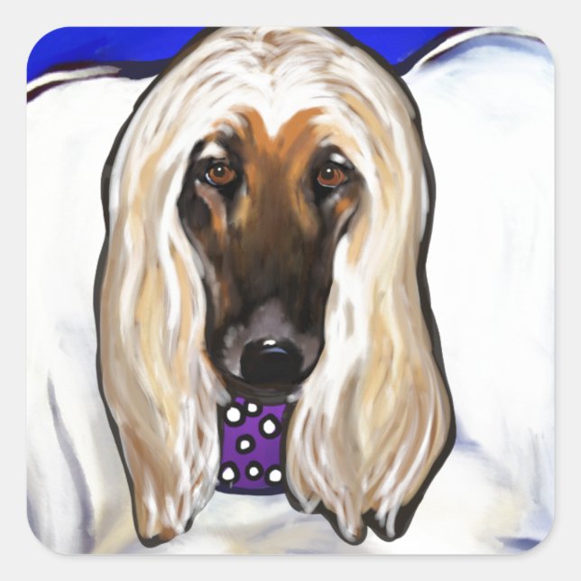 Afghan Hound Angel Quadratischer Aufkleber (Vorderseite)