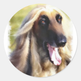 Afghan Hound Art Geschenke Runder Aufkleber