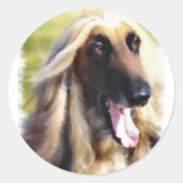 Afghan Hound Art Geschenke Runder Aufkleber (Vorderseite)